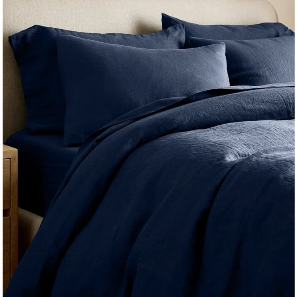Quince Twin Linen Duvet Cover ONLY Navy Blue European Flax NEW - Picture 3 of 6